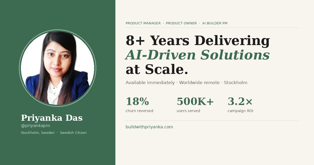 Priyanka Das — AI Product Manager in Stockholm | Agentic AI & NBA ...